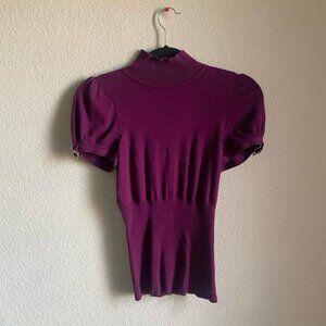 Plum Sweater Short Sleeve Turtleneck Top
